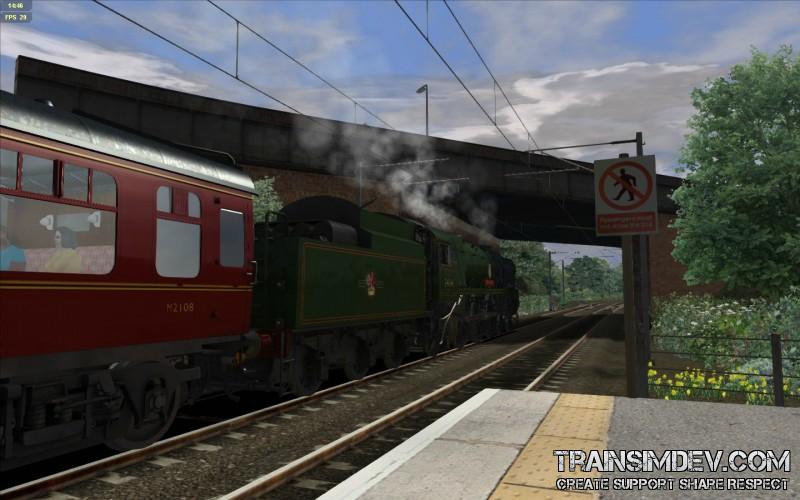 Steam racing through Mistley on the way to Harwich International